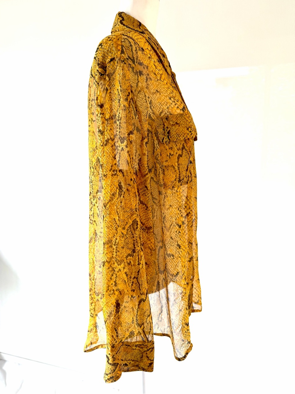 Equipment Golden Yellow Snake Print Silk Blouse with Pockets - Picture 3 of 10